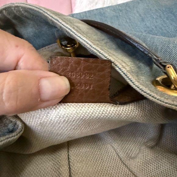 GUCCI SOHO DENIM Shoulder Bag Tote Brown Leather Tassel & Gold Hardware - Picture 14 of 16